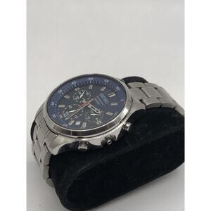 Seiko Analog Stainless Navy Silver 4T53-00B0 43mm Quartz Chronograph Watch PARTS